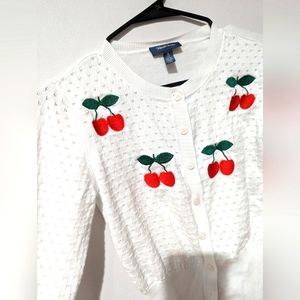 Modcloth Cardigan in cherry embroidery design